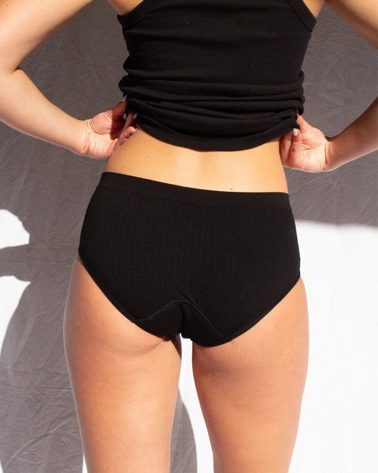 Period Underwear Mid-rise Bamboo - Black medium absorbency | POM