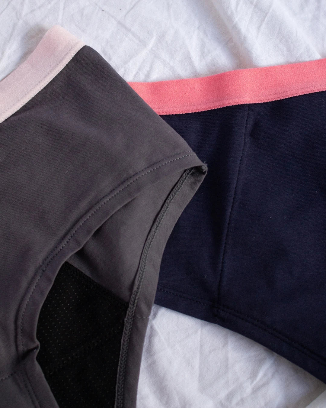 Period Underwear Teenage - Grey & Pink and Navy & Pink Close Up medium absorbency | POM